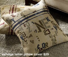 selvage letter pillow-cover