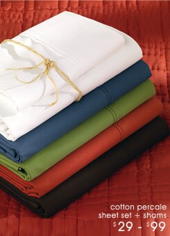 cotton percale sheet set + shams
