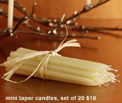 mini taper candles, set of 20