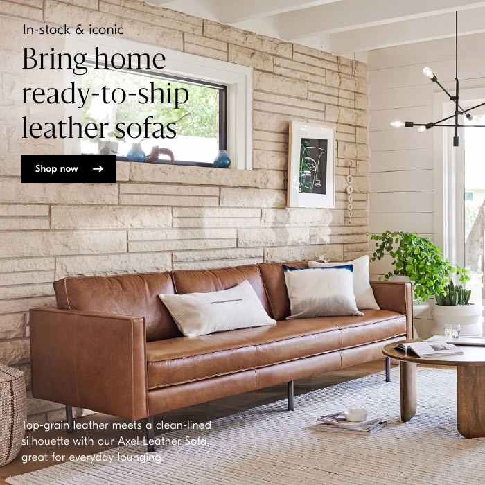 Bring home ready-to-ship leather sofas