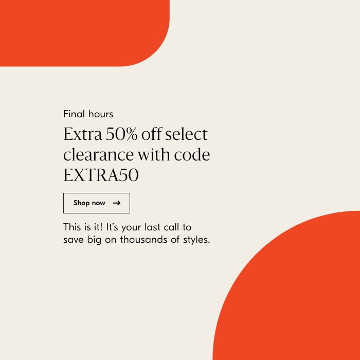 Extra 50% off select clearance with code EXTRA50