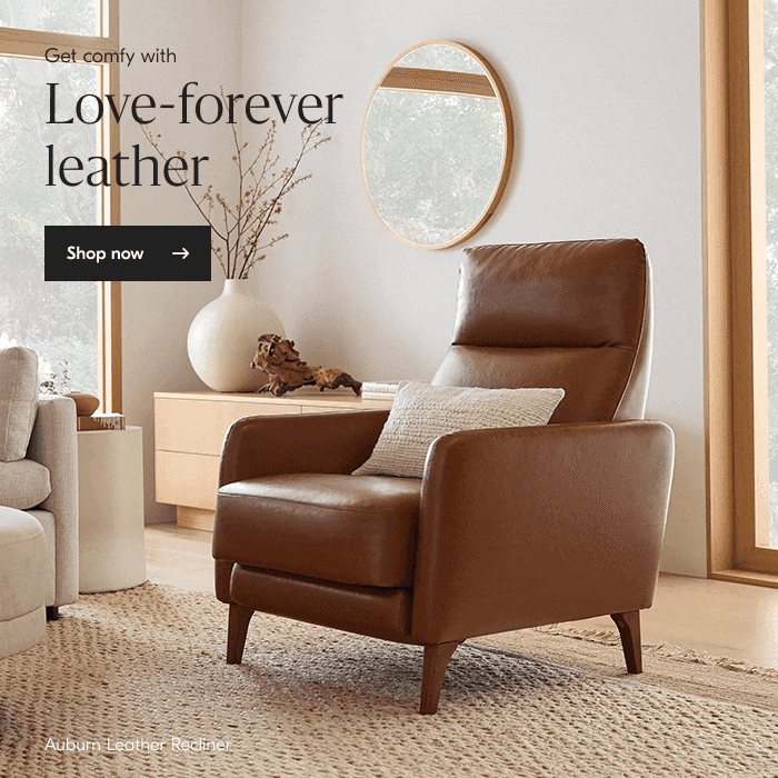 Forever leather! Comfy seating all year ’round West Elm
