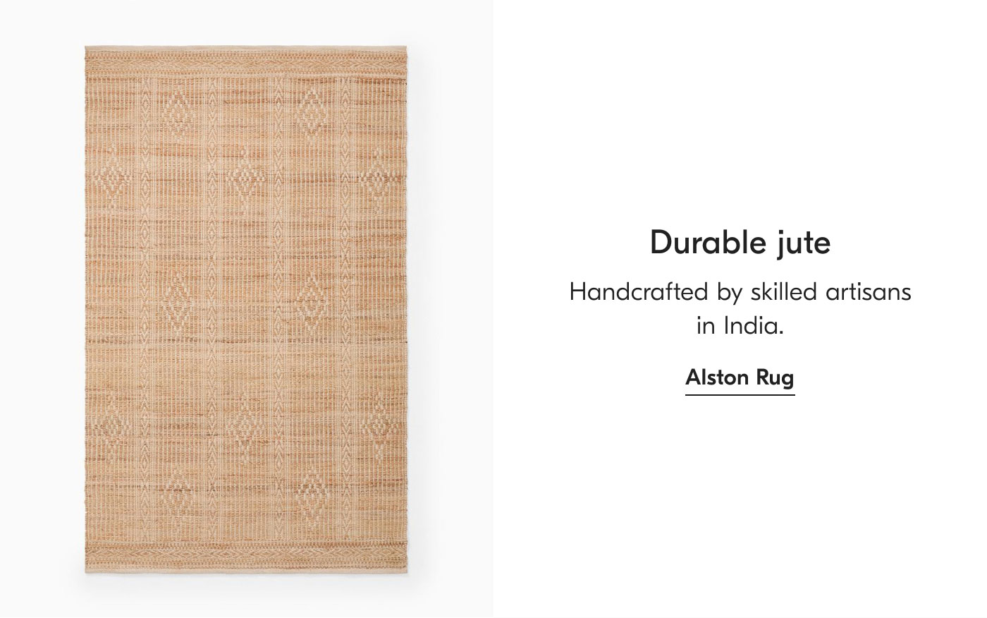 Durable jute: Handcrafted by skilled artisans in India. Alston Rug