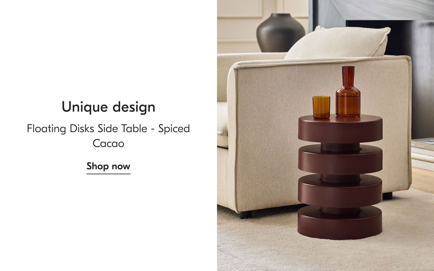 Unique design: Floating Disks Side Table - Spiced Cacao Shop Now