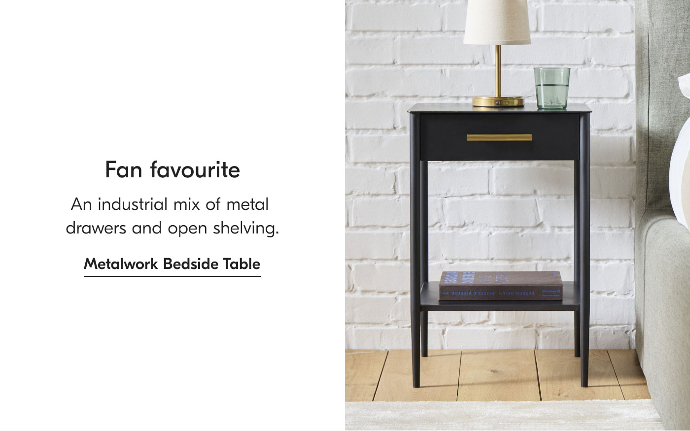 Fan Favourite: An industrial mix of metal drawers and open shelving. Metalwork Bedside Table