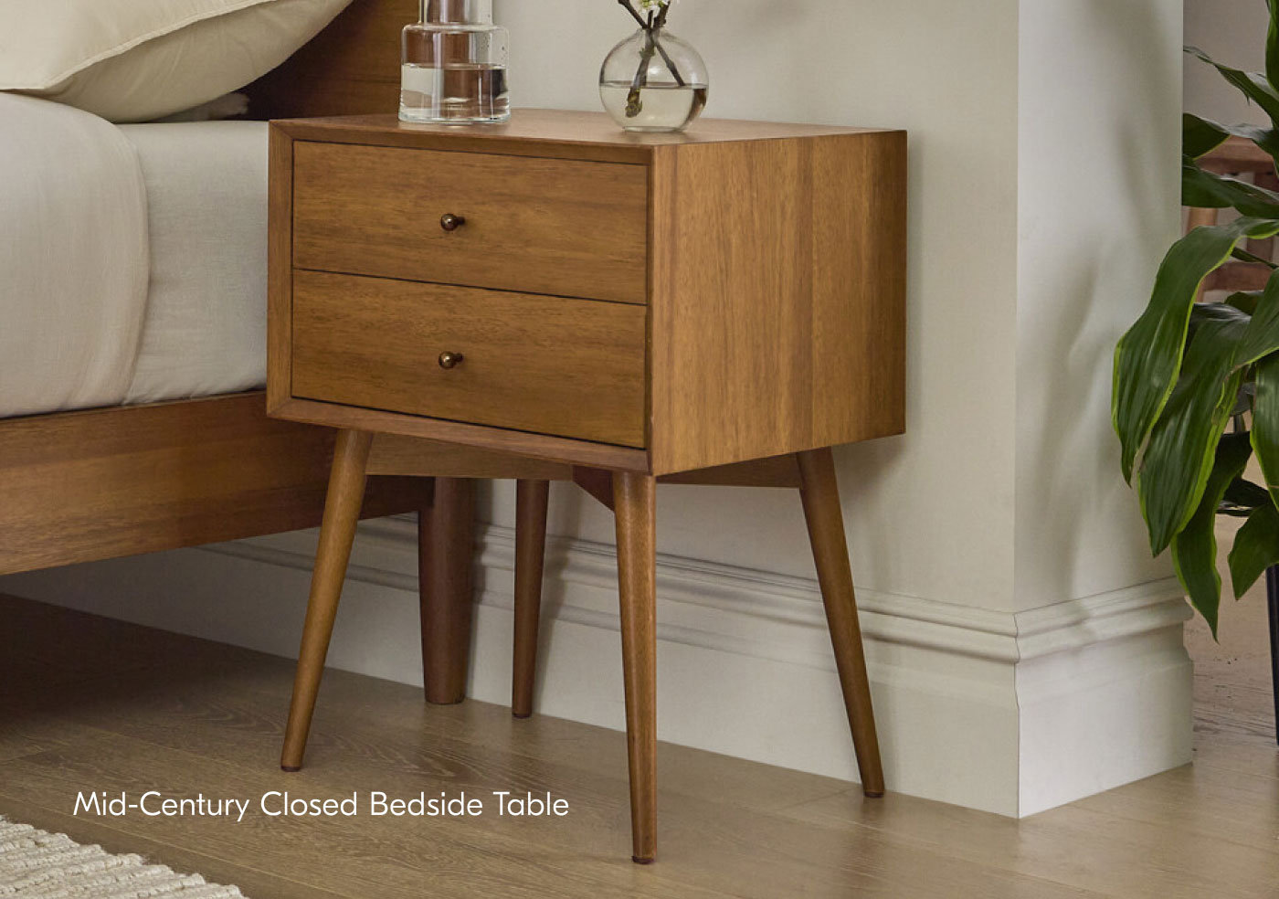 Mid-Century Closed Bedside Table
