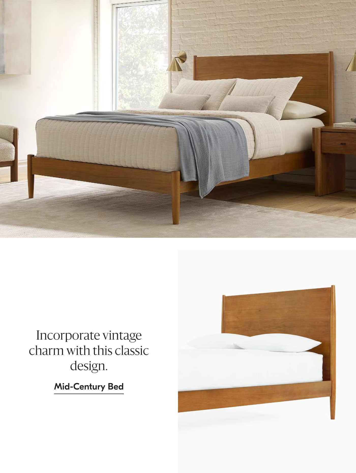 Incorporate vintage charm with this classic design. Mid-Century Bed