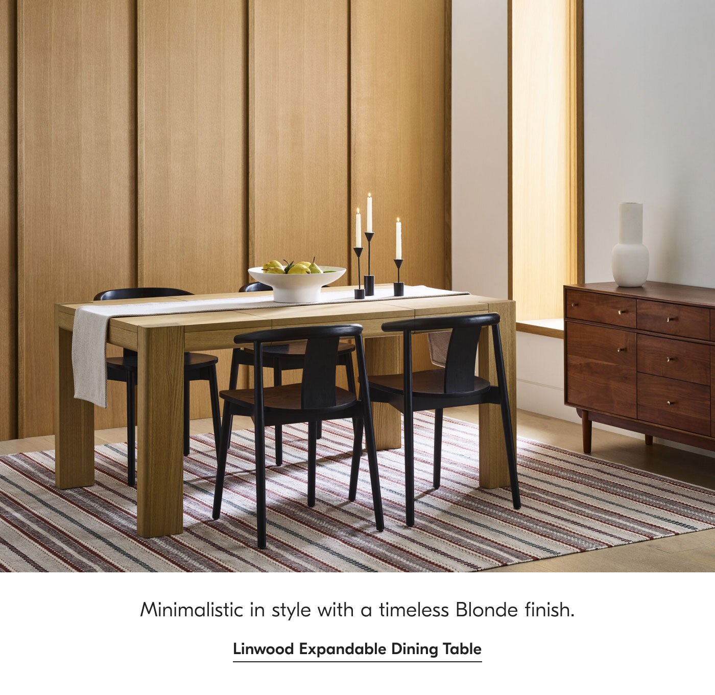 Minimalistic in style with a timeless Blonde finish. Linwood Expandable Dining Table