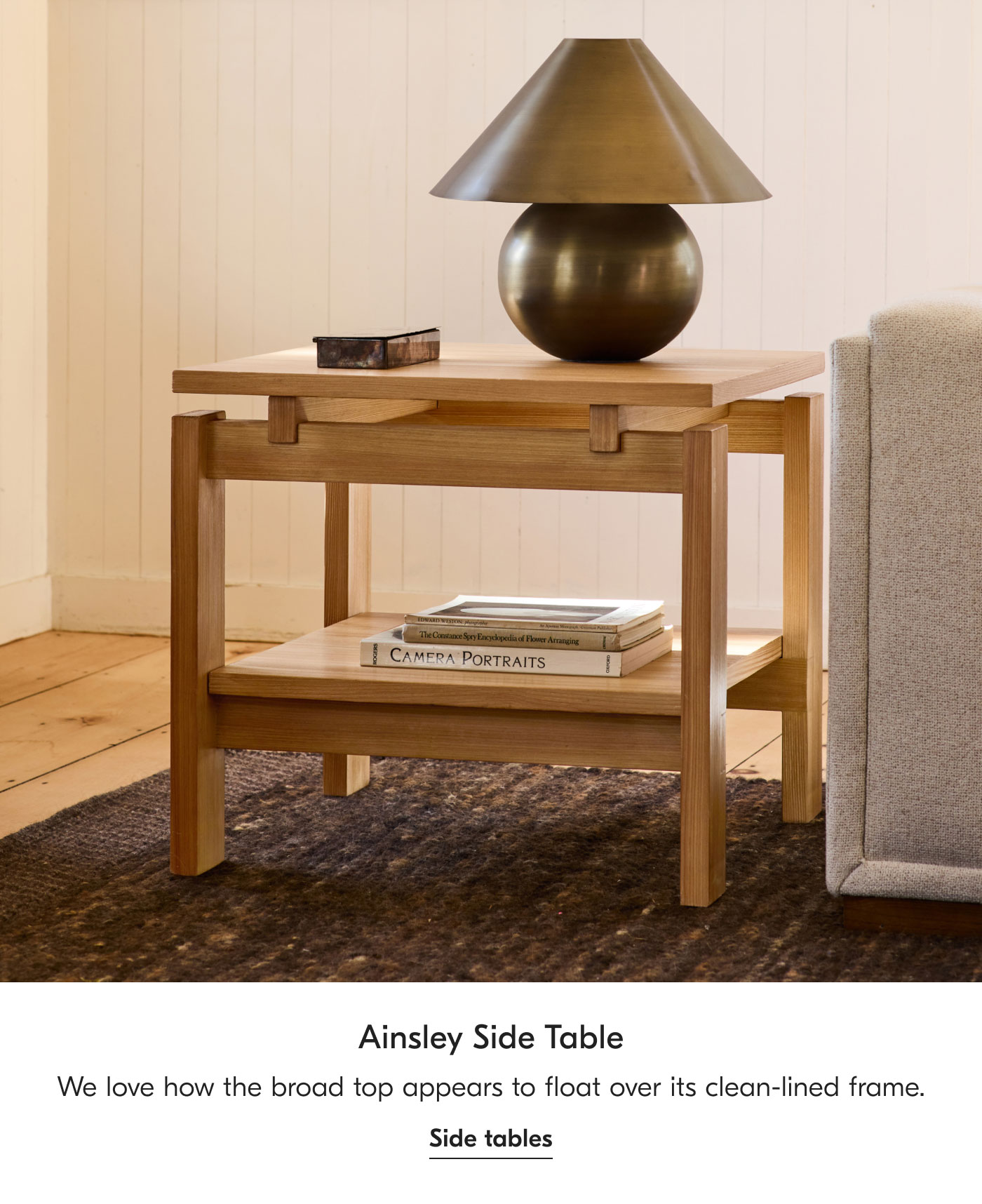 Ainsley Side Table - We love how the broad top appears to float over its clean-lined frame. Side tables