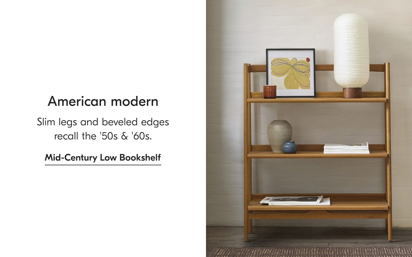 American modern - Mid-Century Low Bookshelf