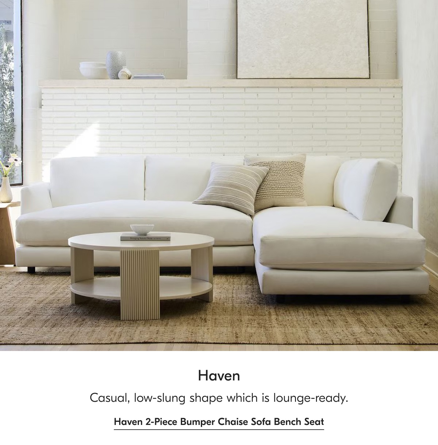 Haven 2-Piece Bumper Chaise Sofa Bench Seat