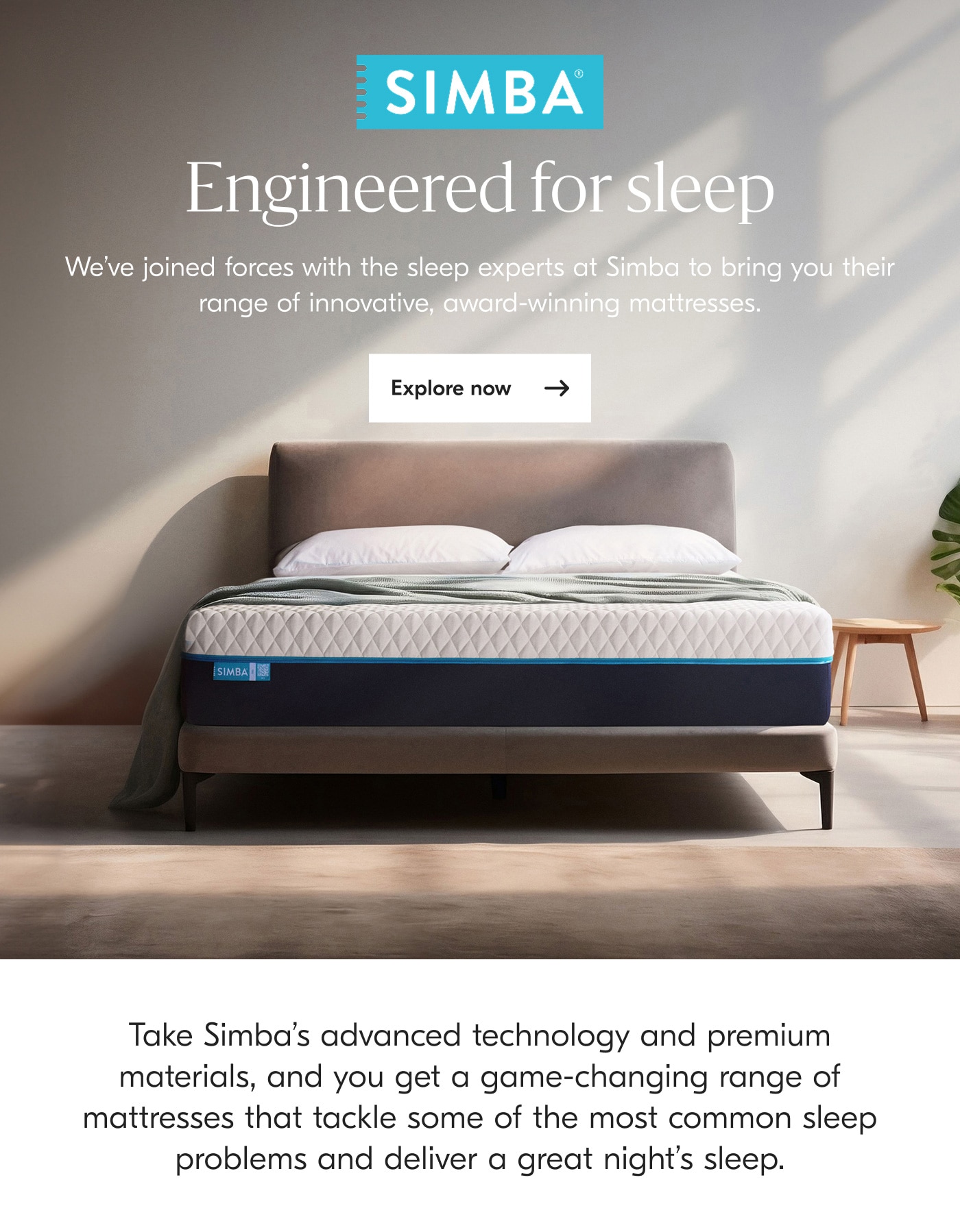 SIMBA Engineered for sleep - Explore now