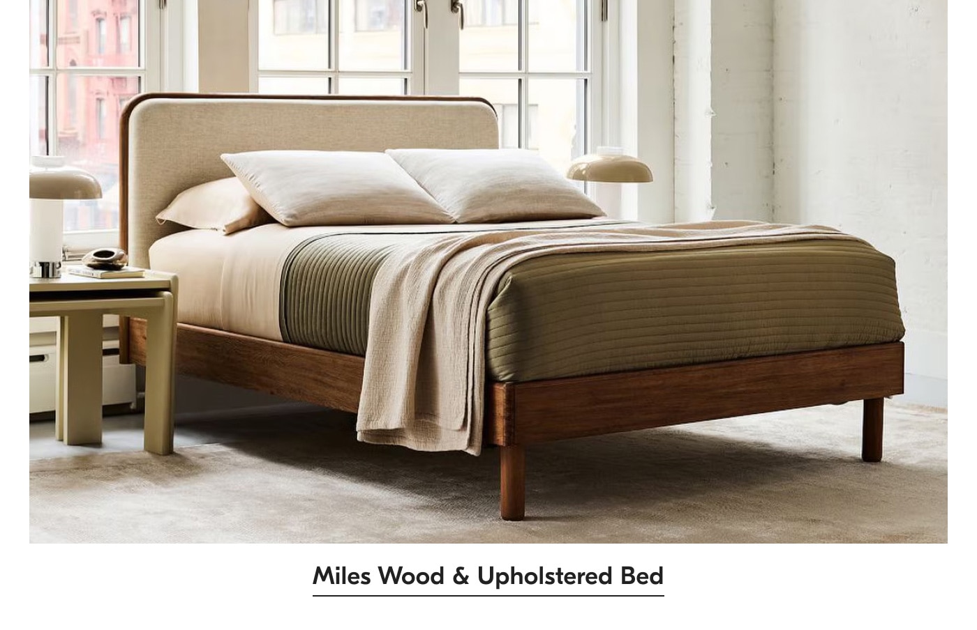 Miles Wood & Upholstered Bed