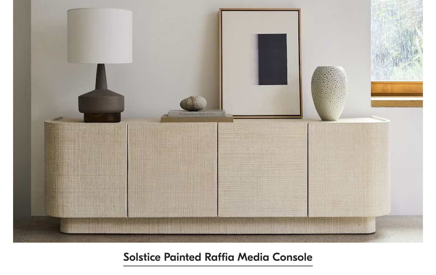 Solstice Painted Raffia Media Console