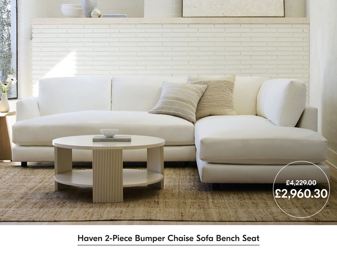 Haven 2-pc Bumper Chaise Sofa bench Seat