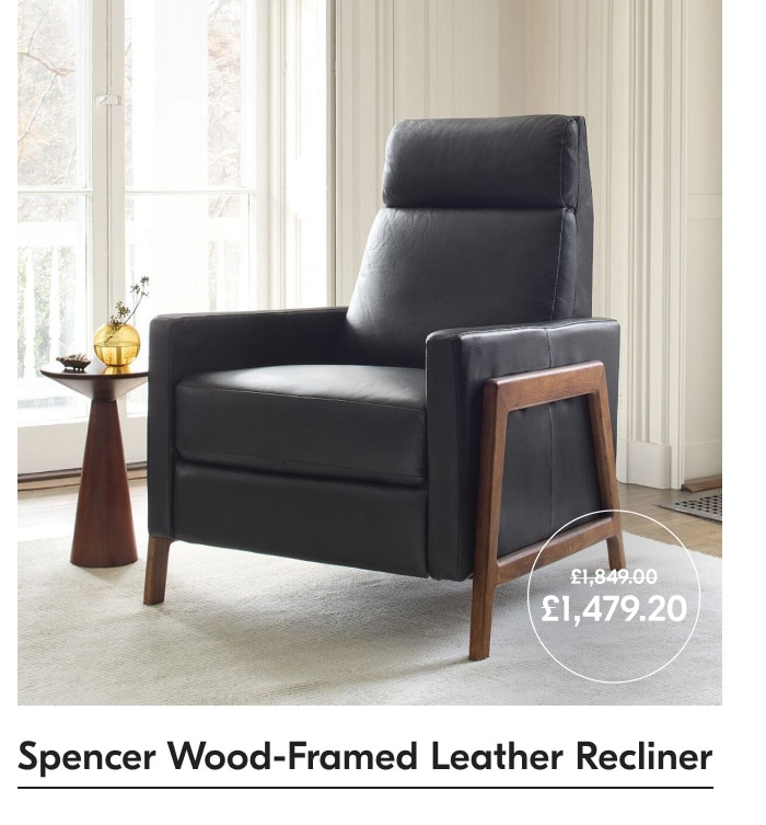 Spencer Wood-Framed Leather Recliner