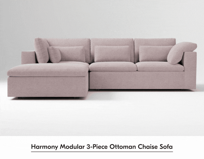 Harmony Modular 3-Piece Ottoman Chaise Sofa