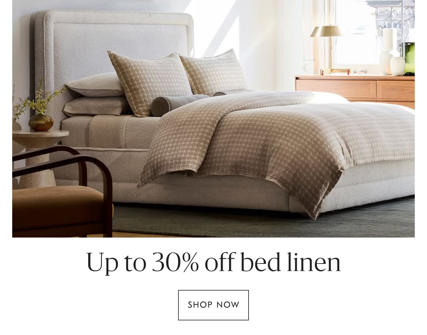 Up to 30% off bed linen