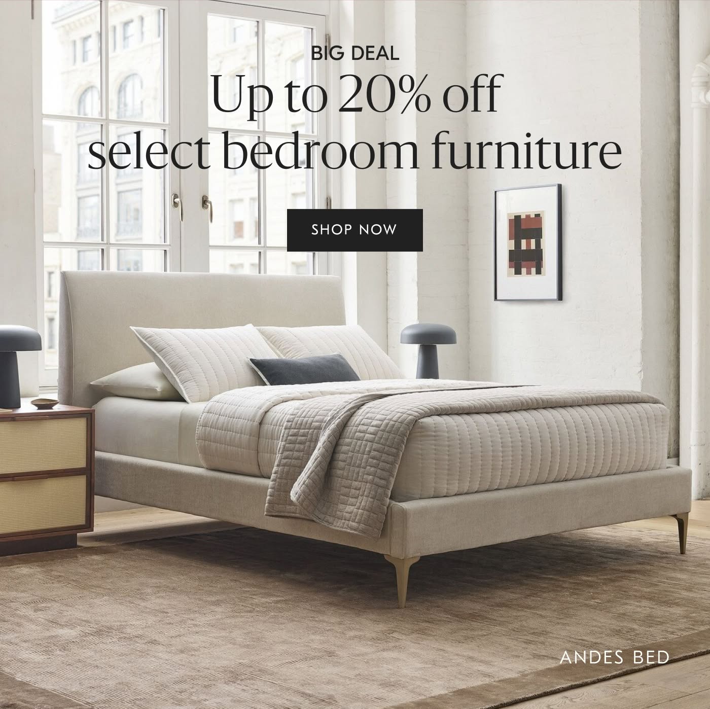 Up to 20% off select bedroom furniture