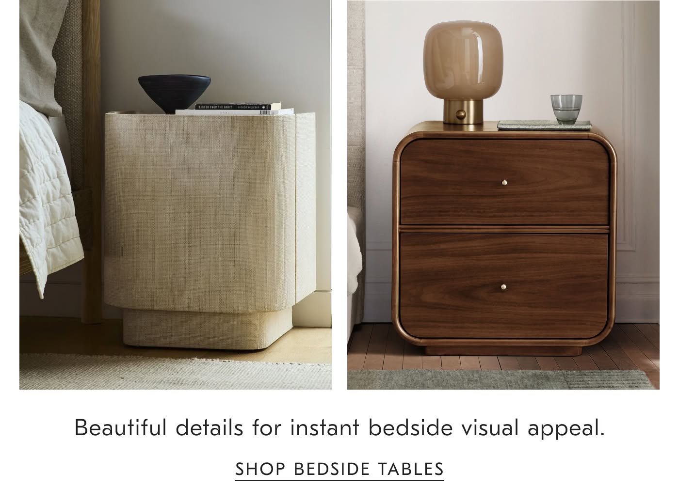 Beautiful details for instant bedside visual appeal - Shop Bedside Tables