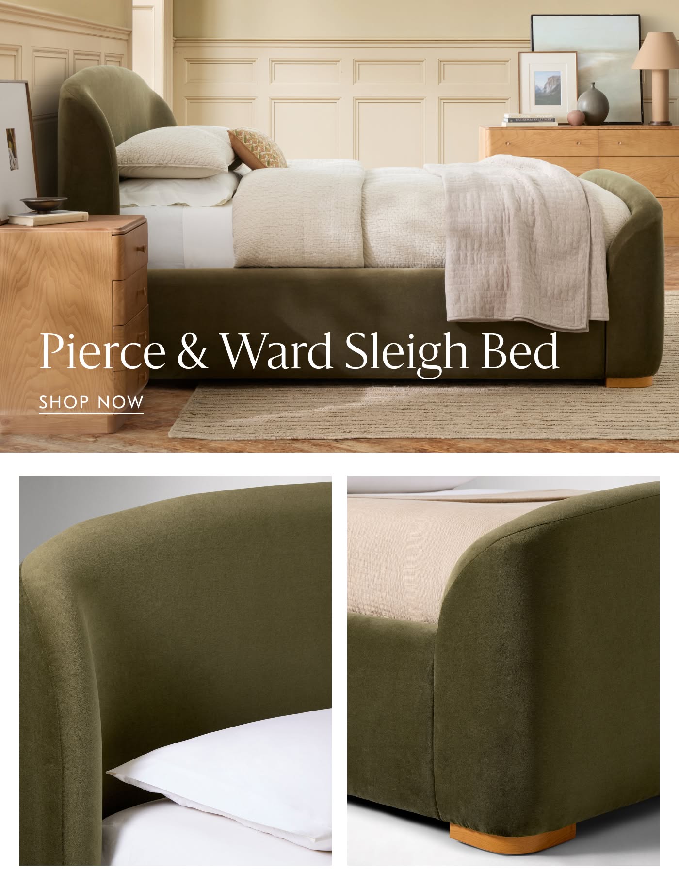 Pierce & Ward Sleigh Bed - Shop Now
