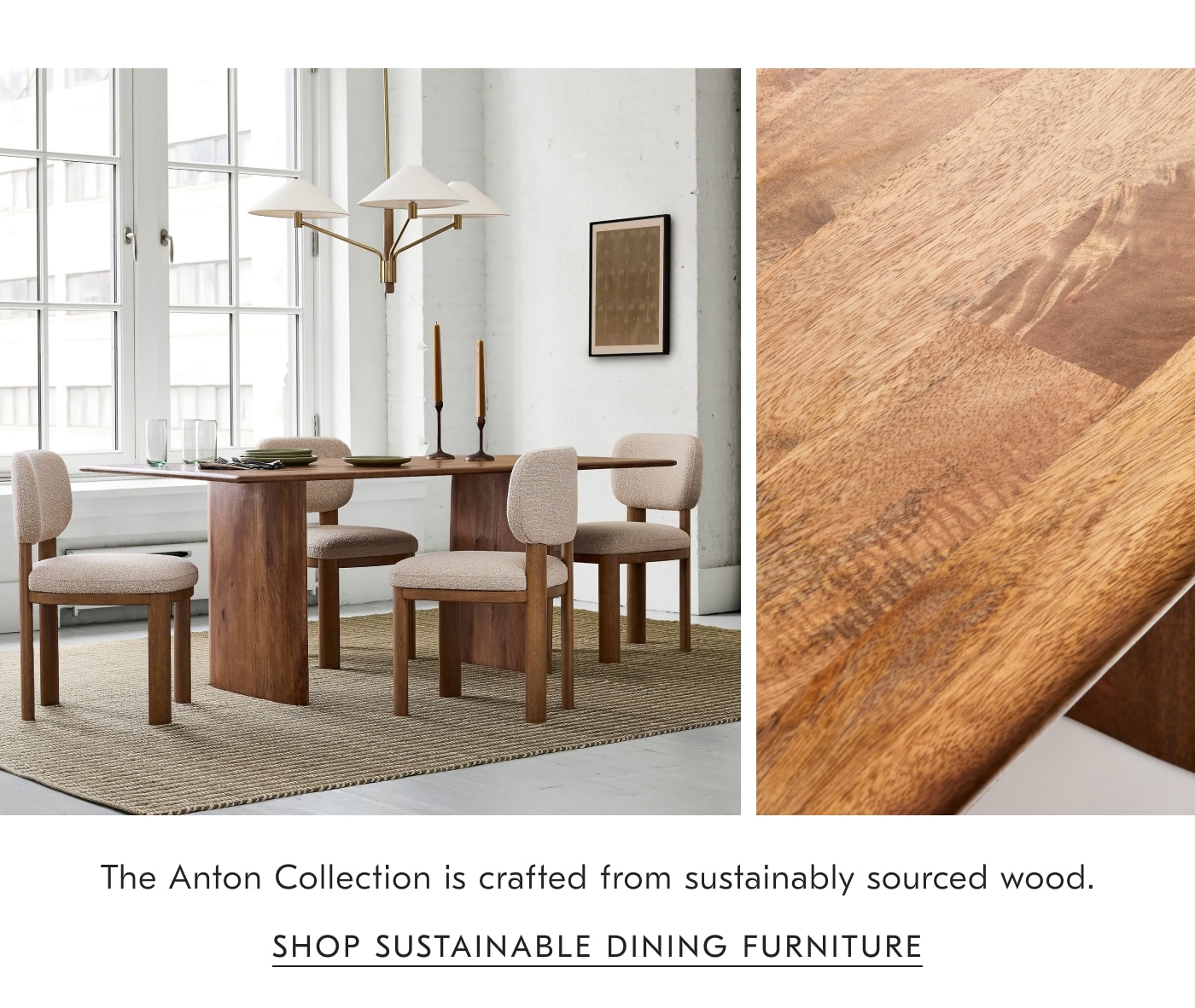 The Anton Collection is crafted from sustainably sourced wood - Shop Sustainable Dining Furniture
