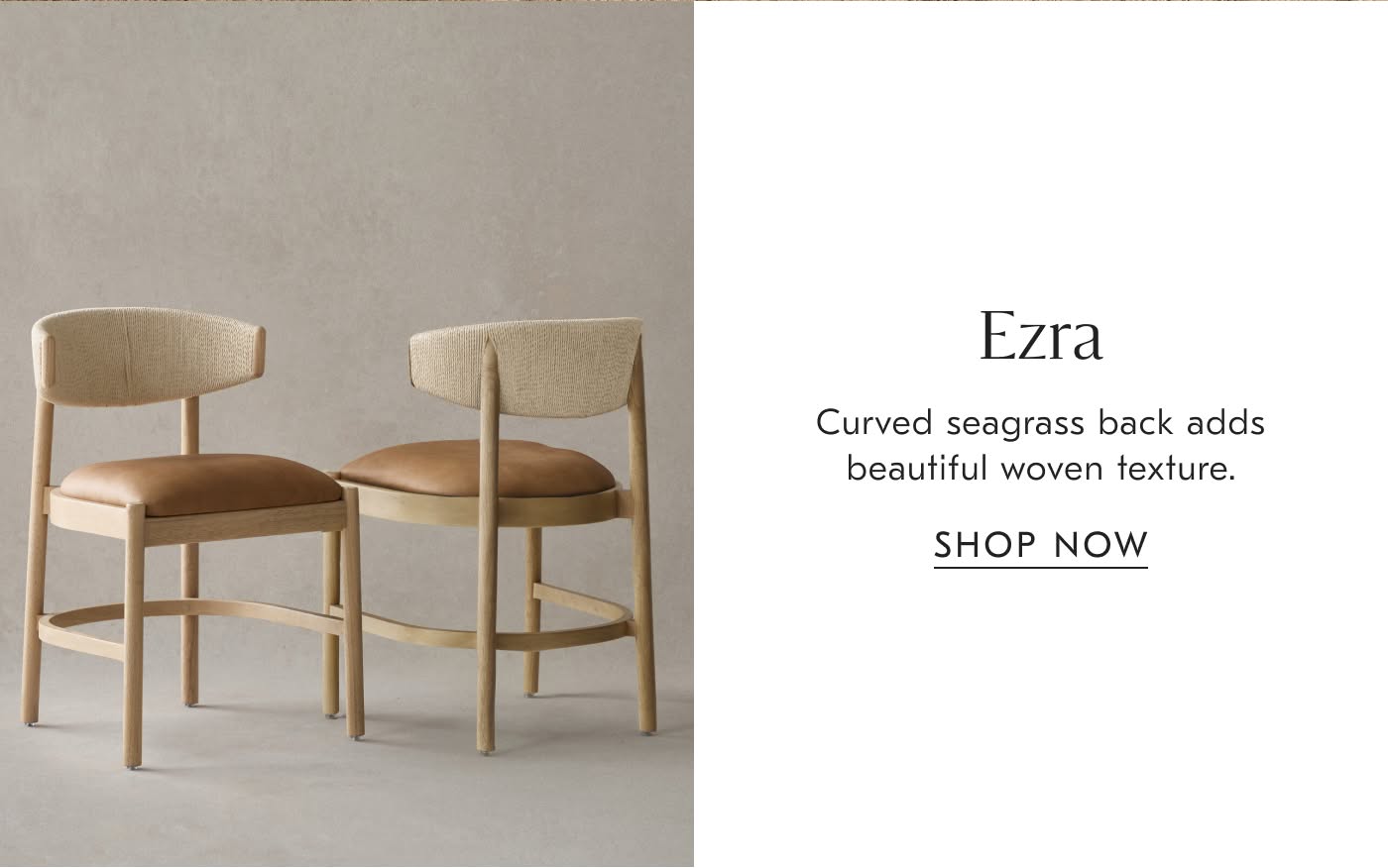 Ezra | Curved seagrass back adds beautiful woven texture - Shop Now