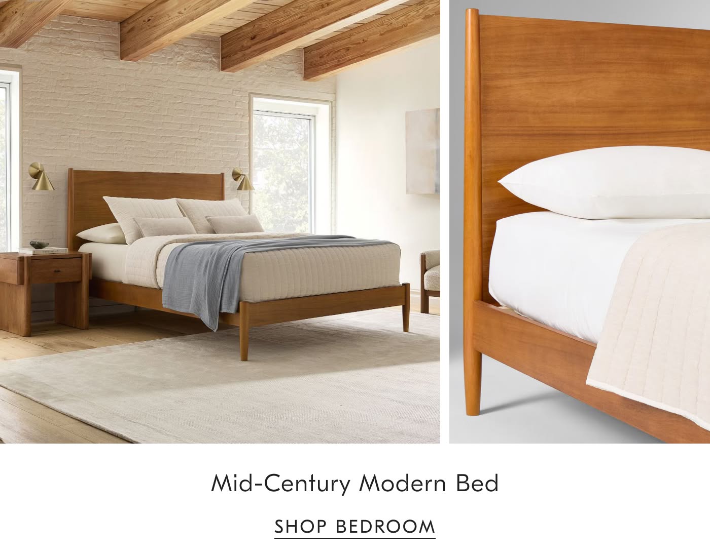 Mid-Century Modern Bed - Shop Bedroom